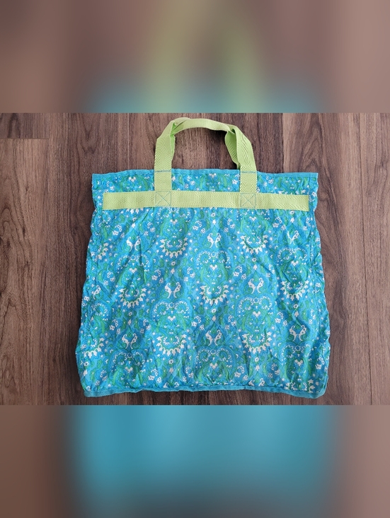 Lands' End Blue & Green Floral Travel/Grocery Pouch - Picture 10 of 11